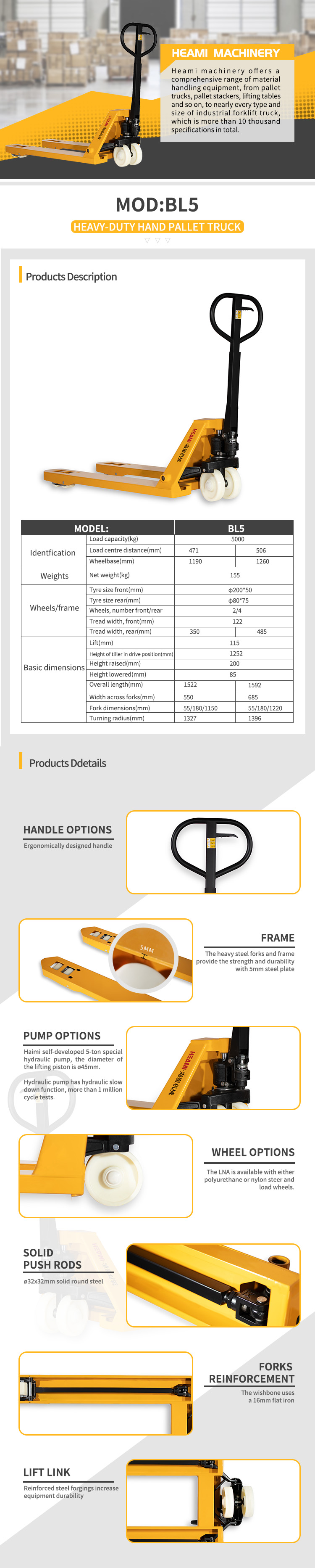 5000KGS Manual Pallet Truck-BL5